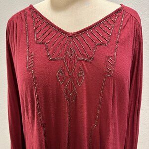 Lucky Brand Beaded And Embroidered Top